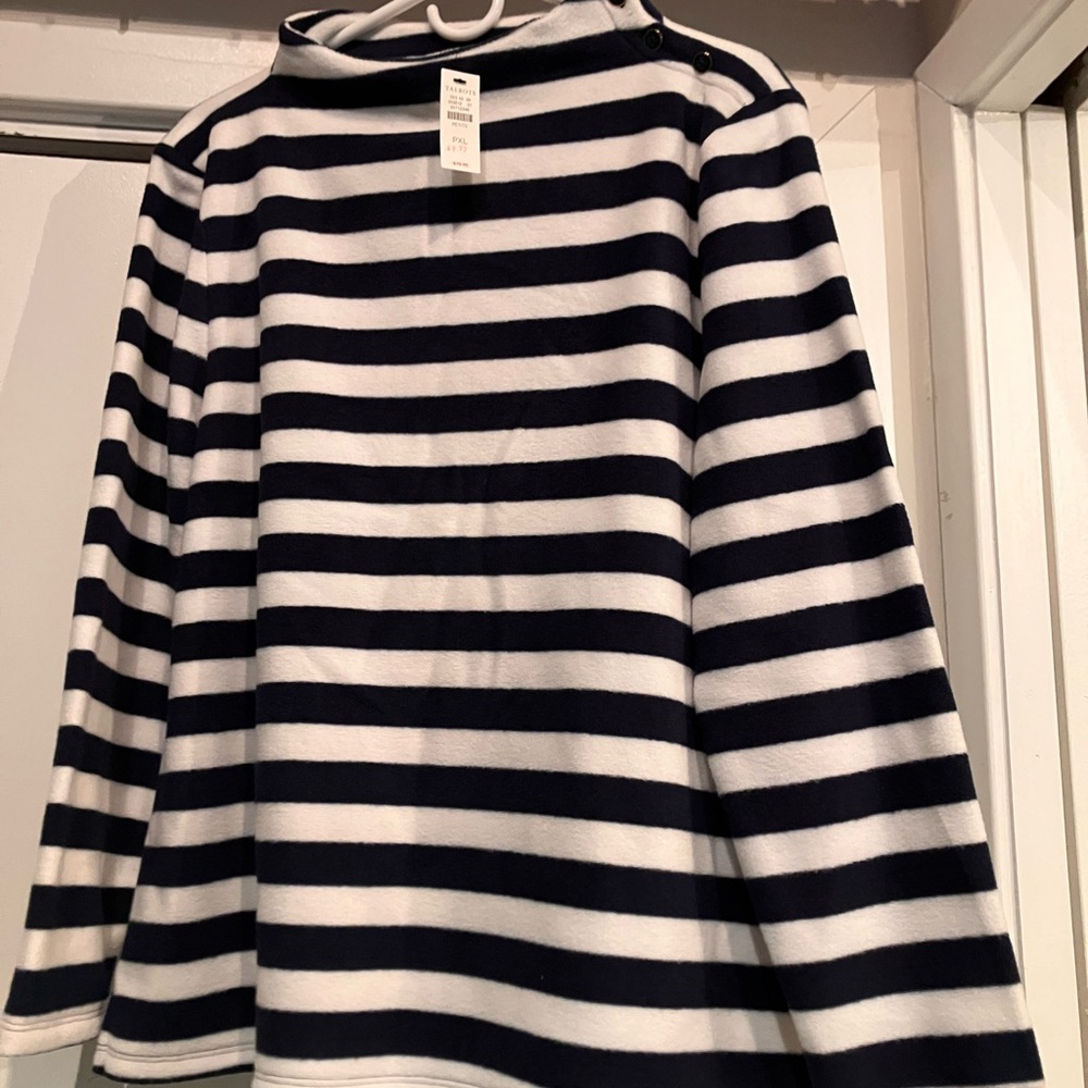 Talbots Navy and White Striped Top